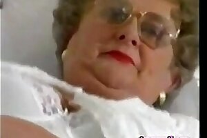 Chubby Granny With Glasses Masturbates