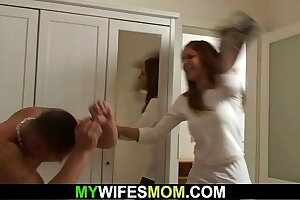 Son-in-law screws her old hairy pussy